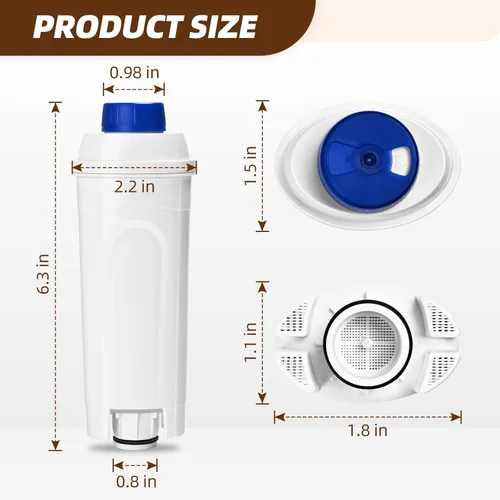 Miniatura 2 de Filtro de agua para máquina de café compatible con filtro Delonghi DLSC002, ECAM, ESAM, ETAM, BCO, EC, EC680, EC800, filtro para máquina de café