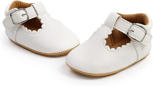 Miniatura 5 de QWZban Zapatos planos Mary Jane para bebés y niñas con Bownot, suela suave, suela suave, piel sintética, recién nacidos, primeros pasos, para fiesta