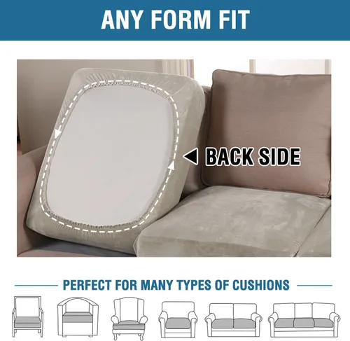 Miniatura 310 de H.VERSAILTEX Funda de cojín elástica de terciopelo para sofá, funda de cojín de felpa para silla, sofá biplaza o sofá, protector de muebles, cojín
