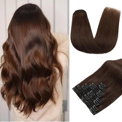 Miniatura 30 de 8Pcs Clip in Hair Extensions Real Human Hair, 140G 18 Inch Ash Blonde Mix Bleach Blonde 18P613