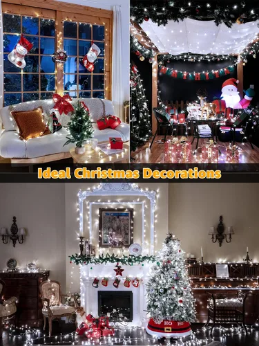 Miniatura 8 de Guhope - Luces de Navidad 600LED 98 pies, luces de cadena impermeables para exteriores con control remoto y temporizador, 8 modos de luces de hadas
