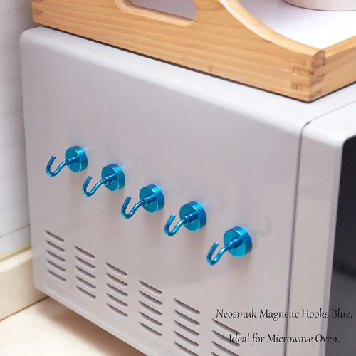 Miniatura 7 de NEOSMUK - Ganchos magnéticos de alta resistencia con imanes extrafuertes para colgar en refrigerador, crucero, cabinas o parrilla, color azul, Azul