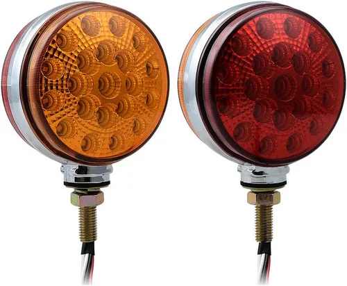 Miniatura 17 de Astra Depot 2 piezas de luz de cara doble de 3" redondas, 24 LED, color rojo, ámbar y blanco, para remolque de camión semi, tractor, vehículo largo