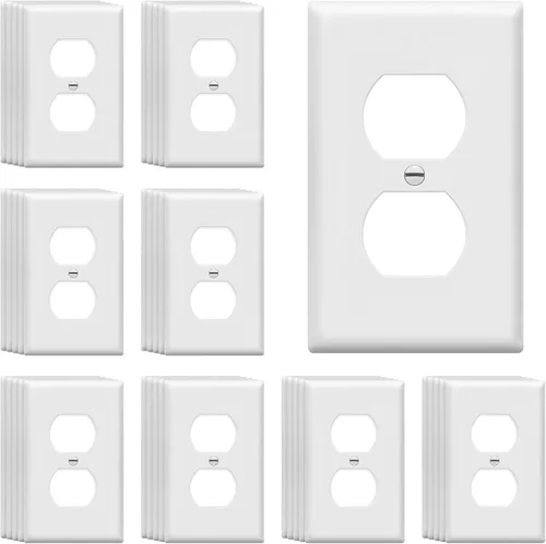 Miniatura 64 de ENERLITES Placa de pared de salida de receptáculo dúplex de tamaño mediano, placas de cubiertas de toma de corriente, tamaño medio de 1 banda, 4.88