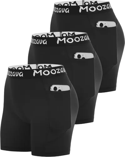 Miniatura 11 de Moozava Pantalones cortos de voleibol de elastano de 5 pulgadas para mujer, paquete de 3 pantalones cortos de compresión atléticos