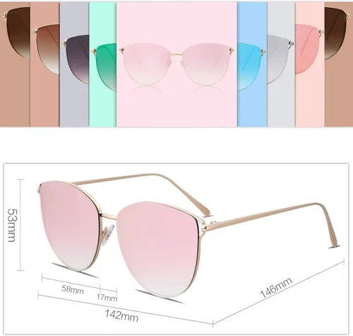 Miniatura 4 de SOJOS SJ1085 - Lentes de sol planos con espejo para mujer