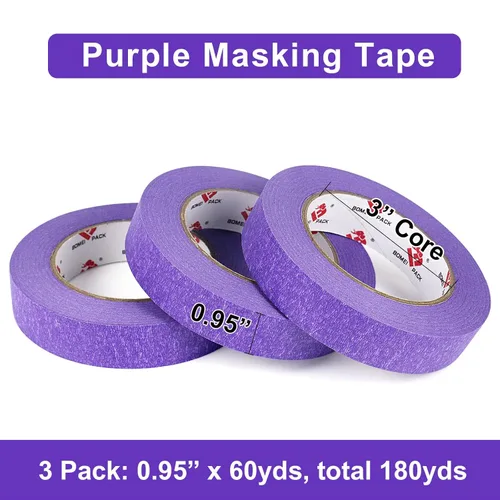 Miniatura 3 de BOMEI PACK Cinta adhesiva para pintores morados de 0.94 pulgadas x 60 yardas, cinta adhesiva decorativa de fácil extracción para 14 días
