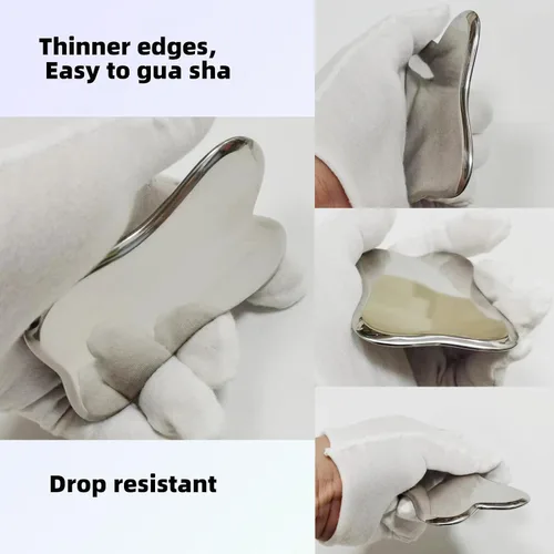 Miniatura 3 de Juego de masajeador Gua Sha de acero inoxidable, 2 herramientas faciales con bolígrafo de acupuntura para cuerpo, drenaje linfático, reduce