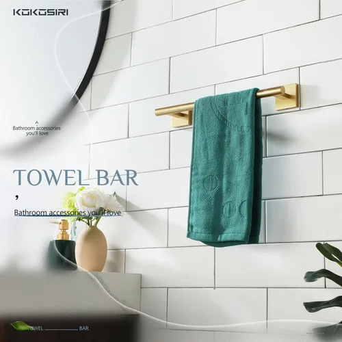 Miniatura 7 de KOKOSIRI Toallero de 12 pulgadas para baño, toallero de mano, toallero, anillo de toalla de oro cepillado B4005BG-L12+B3008BG