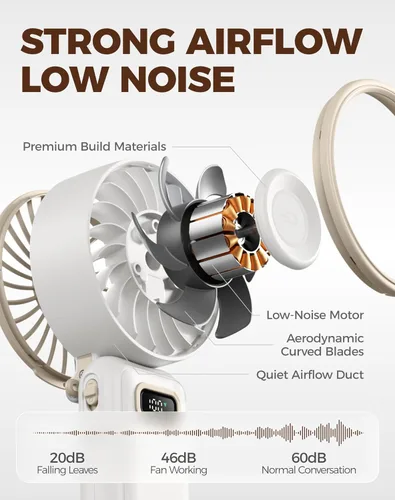 Miniatura 6 de Diveblues Ventilador turbo portátil, ventilador de mano de 100 velocidades con fuerte flujo de aire, ventilador personal plegable 4 en 1 para Paseo