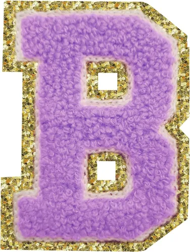 Miniatura 100 de Parches de letras termo-adhesivas de felpilla para chaquetas, parches de letras universitarias con brillantina para planchar en la letra azul A