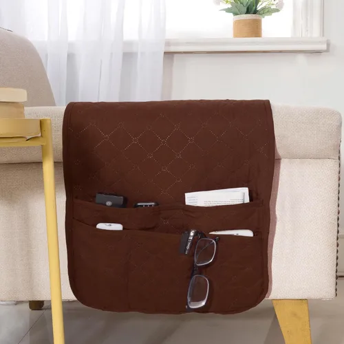 Organizador de sillón para sofá, soporte de control remoto, duradero y antideslizante, organizador de reposabrazos para sofá reclinable, 4 bolsillos