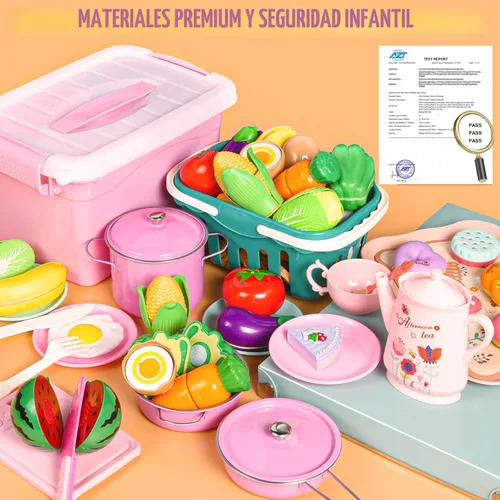 Miniatura 3 de 121 piezas de accesorios de cocina de juguete, juego de cocina para niños, juego de comida de imitación, set de fiesta de té, cocina de juguete