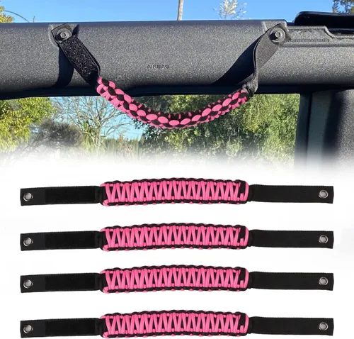 Miniatura 11 de Manijas de Agarre para Barra Antivuelco de Paracord para Accesorios Ford Bronco 2021 2022 2023 2024 2025 2 Puertas 4 Puertas, Paquete de 4 (Negro)