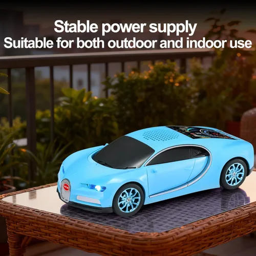 Miniatura 8 de WSTER Altavoz Bluetooth de lujo modelo de automóvil deportivo con sonido HD, emparejamiento estéreo TWS, pantalla de visualización, micrófono Azul