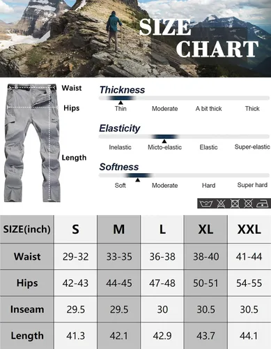 Miniatura 6 de WENRONSTA Pantalones cargo de senderismo para hombre, secado rápido, ligeros, impermeables, 6 bolsillos, para exteriores, pesca, montaña