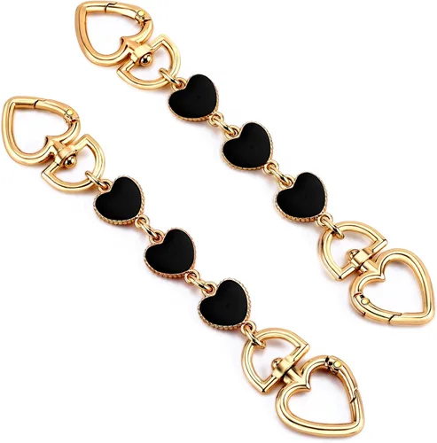 Miniatura 24 de 2 unidades extensoras de bolsa de cadena de corazón y luna, extensores de correa para bolso, cadena de oro, correa de repuesto para monedero