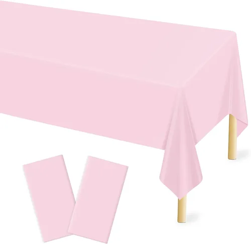 Miniatura 20 de Mulbozy 2 piezas de mantel de plástico negro para mesa rectangular, 54 × 108 pulgadas, fundas desechables de mesa para fiestas negras