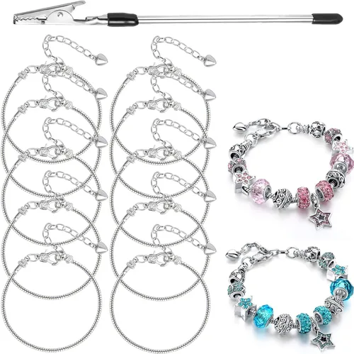 Miniatura 7 de ZYEHXED 20 Pulseras con Dije de Serpiente, Pulseras Bangle con Dijes Expandibles de 0.16 pulgadas, Pulseras de Serpiente de Amistad Plateadas 20