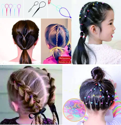 Miniatura 4 de 2000 bandas para el cabello, gomas elásticas de color, mini lazos para colas de caballo de niña, bandas pequeñas suaves antideslizantes con 2
