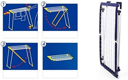 Miniatura 4 de ZARBAILRE Tendedero portátil para ropa al aire libre, fácil almacenamiento de acero inoxidable para secar, estante de secado grande para ropa