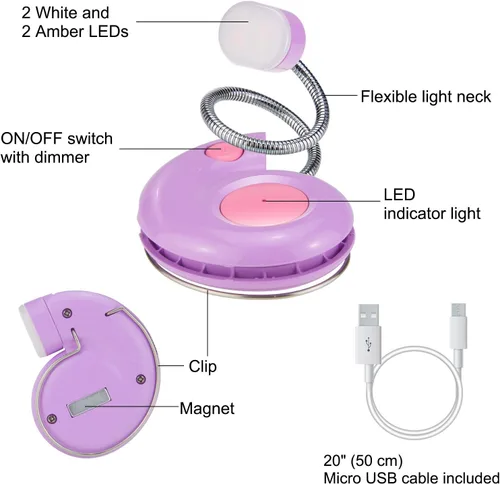 Miniatura 2 de Luz de libro, luz de lectura LED, luces de lectura para libros en la cama, luz de lectura de libros recargable por USB, luz de libro regulable de 3