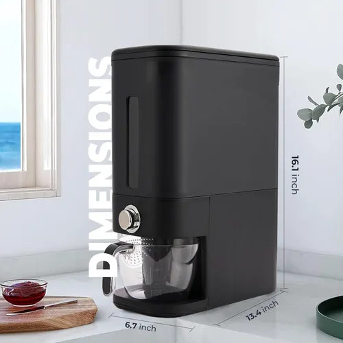 Miniatura 6 de Dispensador de arroz 25 libras Contenedor de almacenamiento de arroz 25 libras con esponja, cuchara y taza medidora Contenedor de arroz