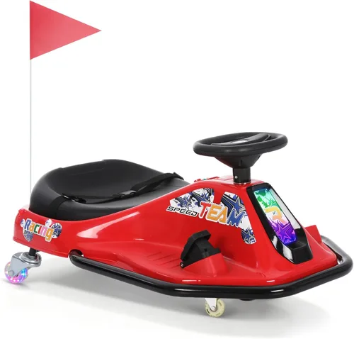 24V Go Kart Eléctrico de Derivación para Niños de 3+ años, Karts para Montar, Ruedas Luminosas Mejoradas, Interruptor de Dos Velocidades, Antivuelco