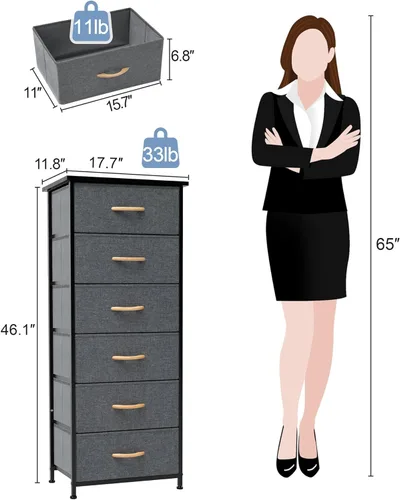 Miniatura 3 de Crestlive Products Torre de almacenamiento de vestidor vertical - Estructura resistente de acero, parte superior de madera, cajones de tela de fácil