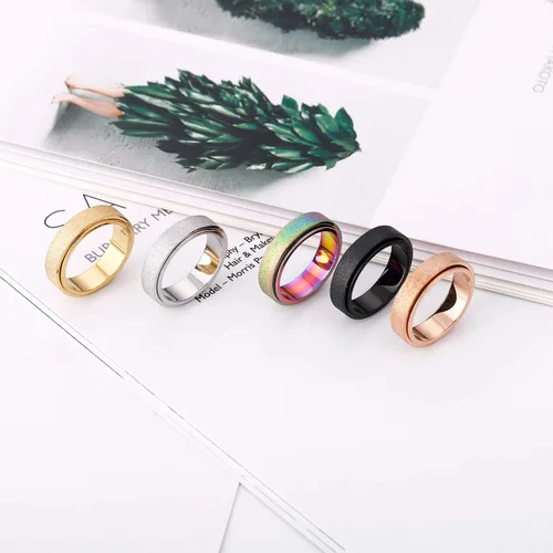 Miniatura 7 de OreilleStar Anillo giratorio para mujer, Acero inoxidable, oro rosa, titanio, oro, plata