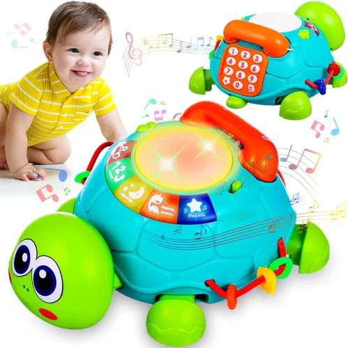 Juguetes para bebés de 6 a 12 meses, tortuga musical para gatear, juguete infantil para bebés de 12 meses, juguetes luminosos para tiempo de