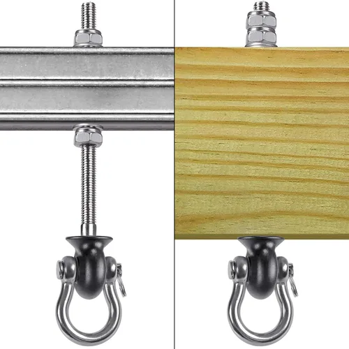 Miniatura 3 de Dolibest Juego de 6 perchas permanentes de acero inoxidable 304 resistentes para columpios, patio de recreo, porche, asiento de yoga, para hamaca