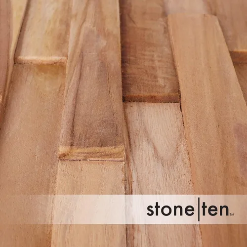 Miniatura 3 de Paneles de pared 3D de teca - Tablones de madera - Paneles de pared con acento de teca - Paneles de pared - Tablas de chapa en muro (12, natural)
