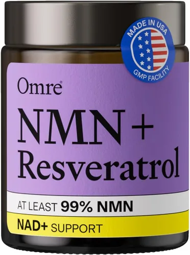 OMRE Suplemento NMN + Resveratrol 99% de pureza para la energía celular, aumento de NAD+ | Suplemento de nicotinamida mononucleótido altamente