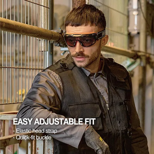 Miniatura 7 de DEX FIT Gafas de seguridad protectoras SG220; protección ocular Z87, antiniebla y antiarañazos, para trabajo, ajustables, unisex