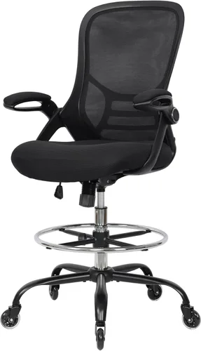 Miniatura 8 de HYLONE Silla de dibujo ajustable, silla de oficina alta, soporte lumbar, silla de escritorio ergonómica de pie, taburete de dibujo alto resistente
