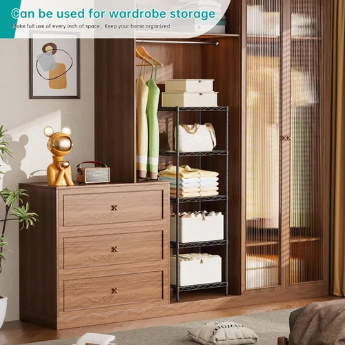 Miniatura 2 de SINGAYE Estantería de alambre para armario: unidad de metal ajustable para organización de lavandería, baño, cocina, almacenamiento en el hogar
