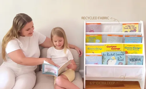 Miniatura 7 de UTEX Estantería para niños, estante para libros para habitaciones de niños, estantería de 4 niveles para niños, niños pequeños, estante para libros