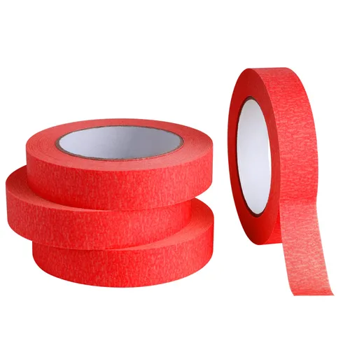 Lichamp Paquete de 4 cintas rojas para pintores de 1 pulgada, cinta adhesiva roja de 1 pulgada x 55 yardas x 4 rollos (220 yardas en total)