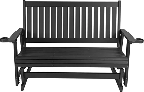 Miniatura 8 de HIPS Silla de columpio para patio con portavasos, resistente a todo tipo de clima, respaldo alto y asiento profundo contorneado, resistente para 900