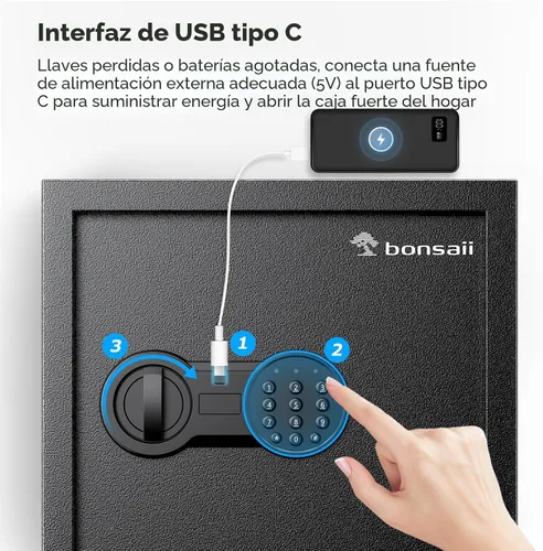 Miniatura 7 de Caja de seguridad Bonsaii con soporte y estante removible, gabinete de seguridad de acero de 1.2 pies cúbicos con cerradura de teclado digital
