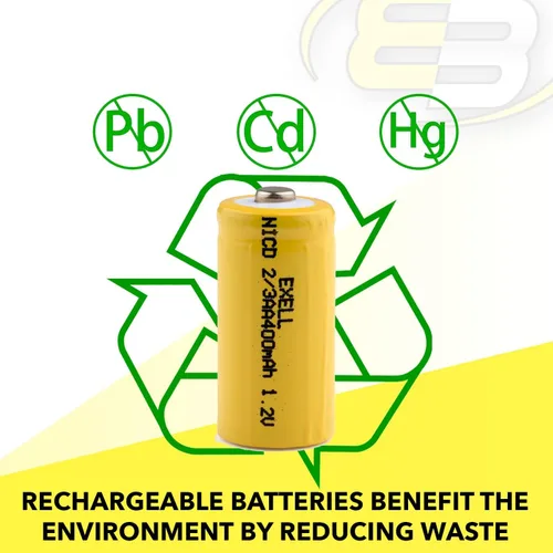 Miniatura 5 de Exell Battery Paquete de 5 baterías recargables AA NiMH de 1.2 V 2/3 400 mAh AA NiMH compatibles con registradores de datos industriales