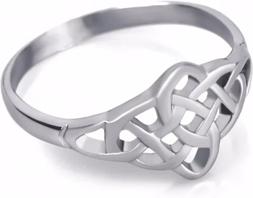 Miniatura 2 de ELFASIO Anillo para mujer con diseño irlandés clásico de nudo celta de acero inoxidable