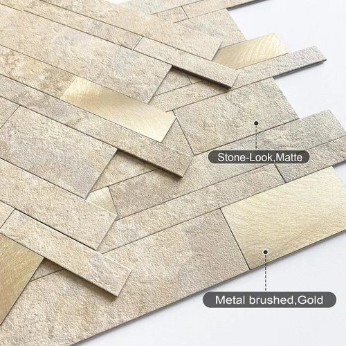 Miniatura 2 de VAOVI Azulejos autoadhesivos para salpicaduras de cocina, azulejos estilo metro lineal de mosaico de piedra para baño, pared de ducha impermeable