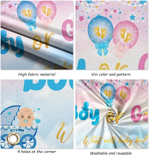 Miniatura 5 de Decoraciones de revelación de género, kit de arco de guirnalda de globos azul pastel y rosa con texto en inglés "What do You Think", globos de papel