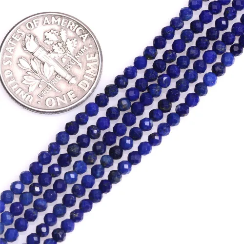 Cuentas de lapislázuli azul para hacer joyas, piedras preciosas naturales, semipreciosas, 0.079 in, espaciador facetado redondo, 15 pulgadas JOE