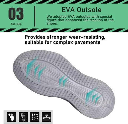 Miniatura 4 de Jormungand Zapatos de punta de acero para hombre, ligeros, indestructibles, a prueba de pinchazos, cómodos zapatos de seguridad para uso industrial