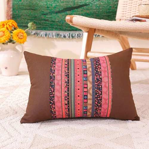 Miniatura 11 de TAOSON Funda de almohada de lino de mezcla de algodón antiguo con rayas verdes, estilo bohemio, funda de almohada con cierre de cremallera oculta