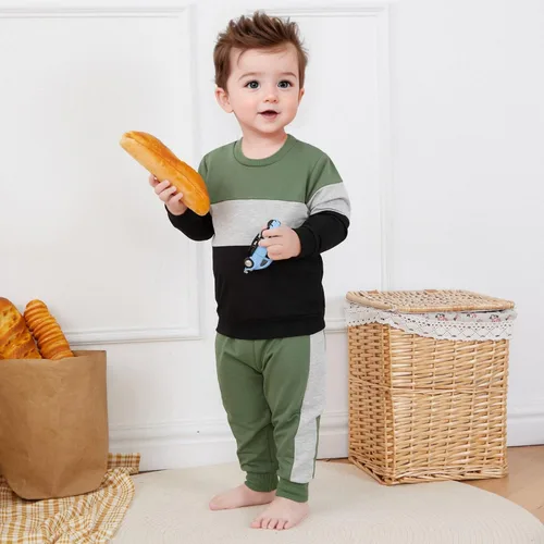 Miniatura 2 de Conjunto de sudadera de manga larga con cuello redondo y pantalones deportivos para bebés, ropa de invierno para bebé