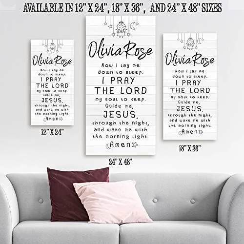 Miniatura 2 de I Pray The Lord Jesus Personalized Print - Custom Name Sign for Baby Shower and Nursery Room Print, Boho Themed Baby Room Sleep Display Gift, Wood